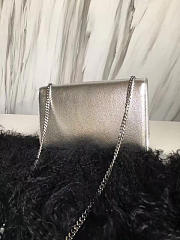 YSL KATE CHAIN WALLET WITH TASSEL SILVER CRINKLED METALLIC LEATHER 5003 24cm  - 3