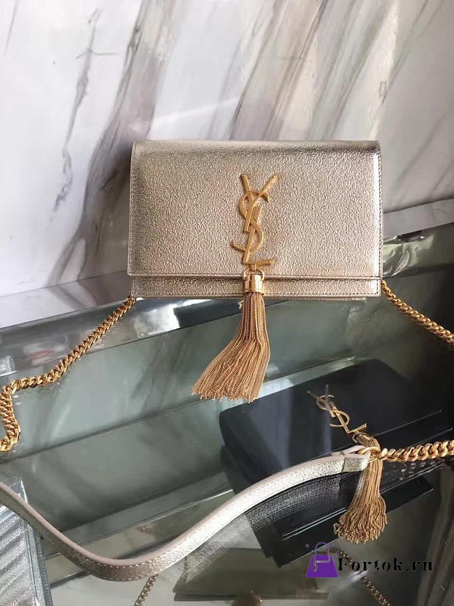 YSL Medium KATE Gold Tassel in Metallic Leather Gold 5050 24cm - 1