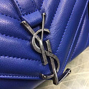 YSL MONOGRAM College Quilted Blue Hardware Silver 5070 18cm - 4