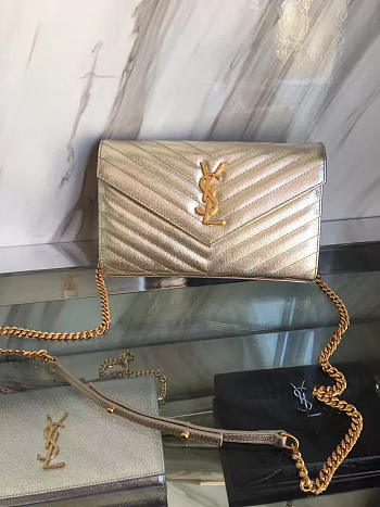 YSL ENVELOPE Gold Chain Wallet Silver 5088 22cm