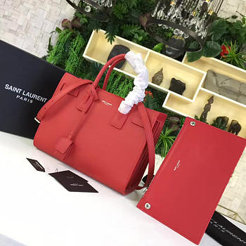 YSL Sac-De-Jour in Grained Leather Red 5135 26cm