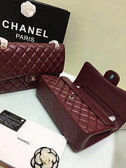 CHANEL Lambskin Leather Flap Bag Wine Red Gold/Silver 30cm  - 6