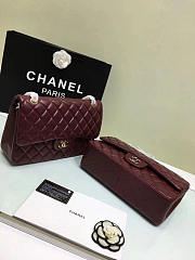 CHANEL Lambskin Leather Flap Bag Wine Red Gold/Silver 30cm  - 5