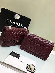 CHANEL Lambskin Leather Flap Bag Wine Red Gold/Silver 30cm  - 4