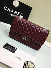 CHANEL Lambskin Leather Flap Bag Wine Red Gold/Silver 30cm  - 3