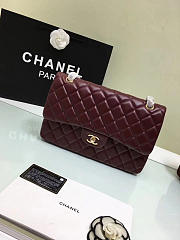 CHANEL Lambskin Leather Flap Bag Wine Red Gold/Silver 30cm  - 2