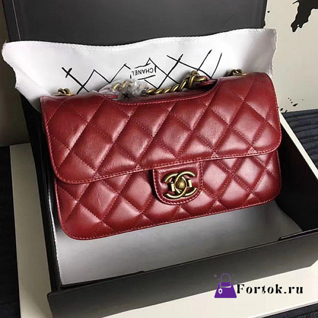 Chanel Red Oil Wax Leather Perfect Edge Bag A14041 26.5cm - 1