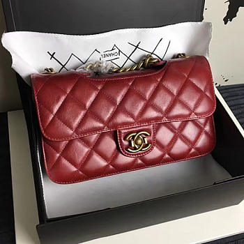 Chanel Red Oil Wax Leather Perfect Edge Bag A14041 26.5cm