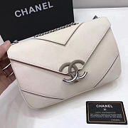 Chanel Calfskin Chevron Flap Bag White A93774 24cm - 4