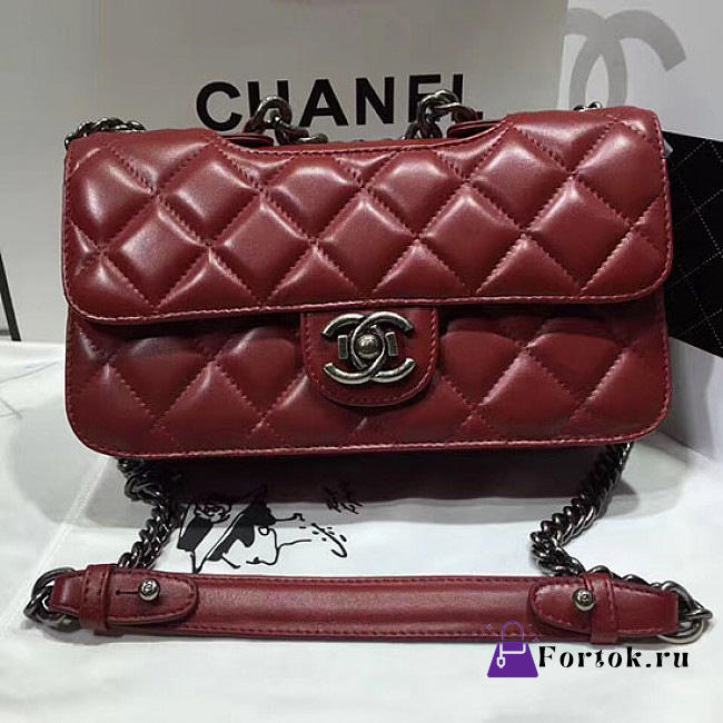 Chanel Quilted Calfskin Perfect Edge Bag Red Silver A14041 26.5cm - 1