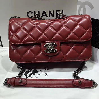 Chanel Quilted Calfskin Perfect Edge Bag Red Silver A14041 26.5cm