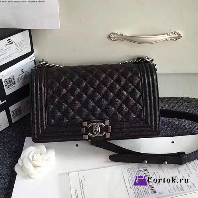 Chanel Quilted Caviar Medium Boy Bag Black 180301 25cm - 1