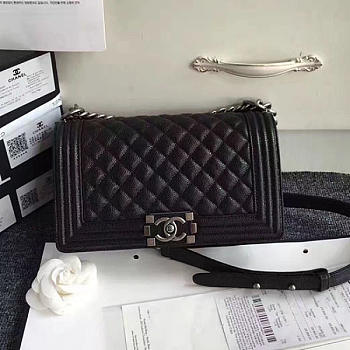 Chanel Quilted Caviar Medium Boy Bag Black 180301 25cm