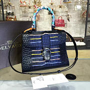 Delvaux MM Brillant Satchel Crocodile Embossed Leather Black 1472 28cm  - 1