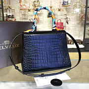 Delvaux MM Brillant Satchel Crocodile Embossed Leather Black 1472 28cm  - 4