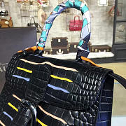 Delvaux MM Brillant Satchel Crocodile Embossed Leather Black 1472 28cm  - 2