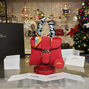 Delvaux Mini Brillant Satchel Grained Calfskin Leather Red 1503 20cm - 1