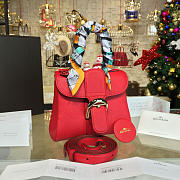 Delvaux Mini Brillant Satchel Grained Calfskin Leather Red 1503 20cm - 3