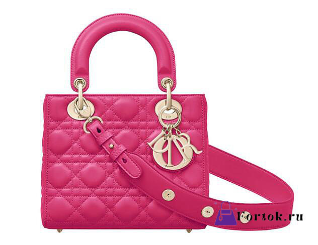Dior Lady lambskin badge Diana package rose red - 1