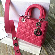 Dior Lady lambskin badge Diana package rose red - 6