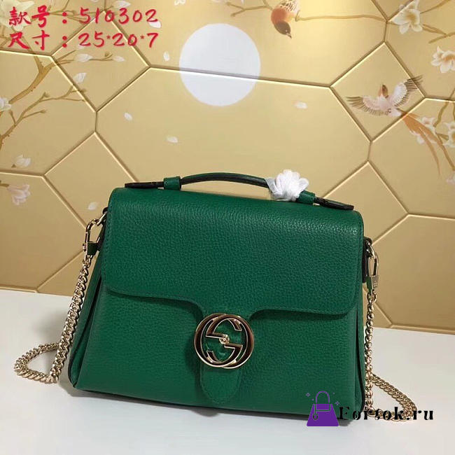 Gucci GG Flap Shoulder Bag On Chain Green 5103032 25cm - 1