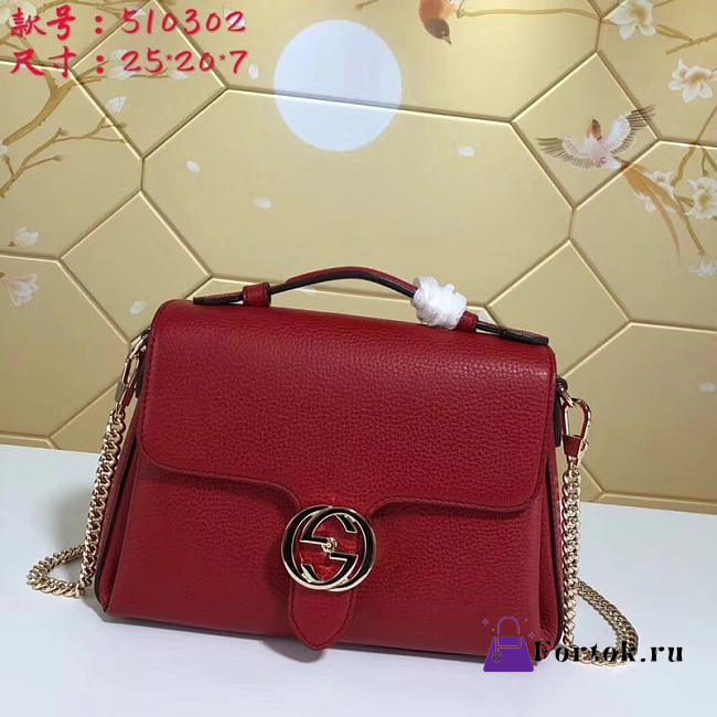 Gucci GG Flap Shoulder Bag On Chain Red 5103032 25cm - 1