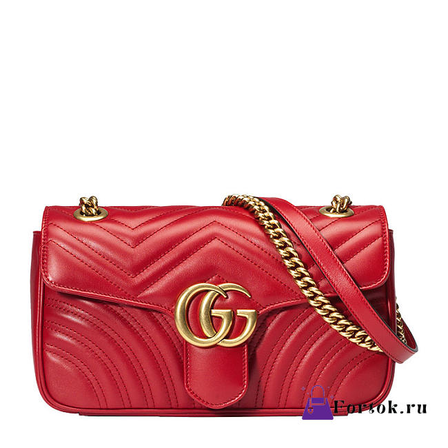 Fortok Gucci GG Marmont Matelassé Shoulder Bag Red 443497 26cm - 1