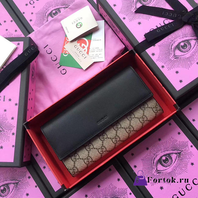 Gucci GG Supreme Wallet Black 19cm - 1