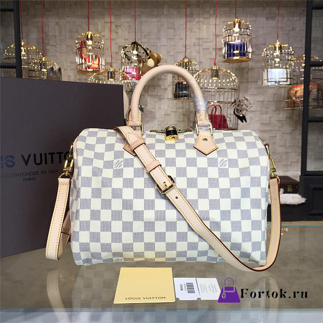 LOUIS VUITTON SPEEDY BANDOULIÈRE 30 Damier Azur Canvas  - 1