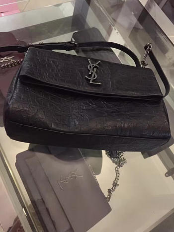 YSL Medium West Hollywood Crocodile Black 4844 28cm 