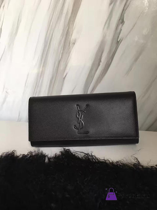 YSL MONOGRAM KATE Clutch GRAIN DE POUDRE EMBOSSED Black 4956 27cm  - 1