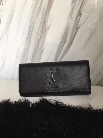 YSL MONOGRAM KATE Clutch GRAIN DE POUDRE EMBOSSED Black 4956 27cm 