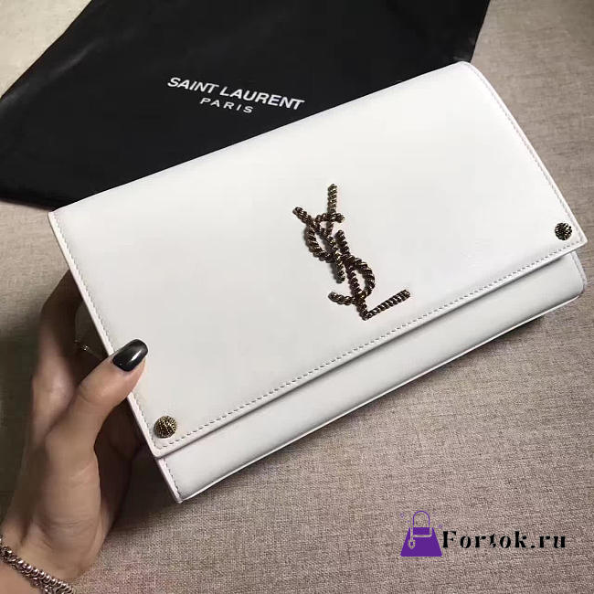 YSL MONOGRAM KATE Tassel Smooth Leather White 4964 24cm  - 1