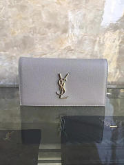 YSL MONOGRAM KATE Clutch GRAIN DE POUDRE EMBOSSED LEATHER Gray 4967 25cm  - 6