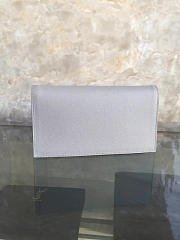 YSL MONOGRAM KATE Clutch GRAIN DE POUDRE EMBOSSED LEATHER Gray 4967 25cm  - 4