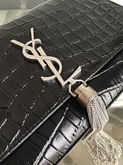 YSL MONOGRAM KATE SLIVER TASSEL IN EMBOSSED CROCODILE SHINY Black 5033 24cm - 2