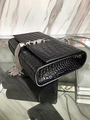 YSL MONOGRAM KATE SLIVER TASSEL IN EMBOSSED CROCODILE SHINY Black 5033 24cm - 3
