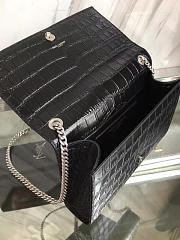 YSL MONOGRAM KATE SLIVER TASSEL IN EMBOSSED CROCODILE SHINY Black 5033 24cm - 5