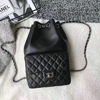 Chanel Large Lambskin Drawstring Backpack In Seoul Bag Black 010402 24cm