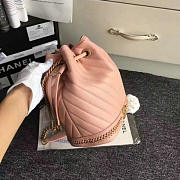 Chanel Lambskin Drawstring Bucket Bag Pink A91885 27cm - 5