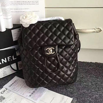 Chanel Caviar Quilted Lambskin Backpack Black Silver Hardware 170302 23cm