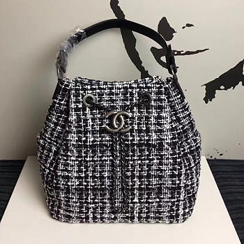 Chanel Black/White Tweed Bucket Bag A13042 27cn