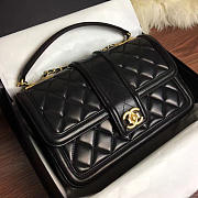 Chanel Quilted Lambskin Flap Bag Black A91365 25.5cm - 1