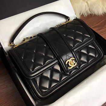 Chanel Quilted Lambskin Flap Bag Black A91365 25.5cm