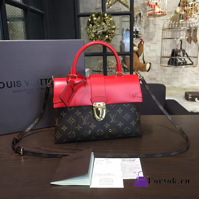 Louis Vuitton Monogram One Handle Flap Bag MM RED 3296 - 1