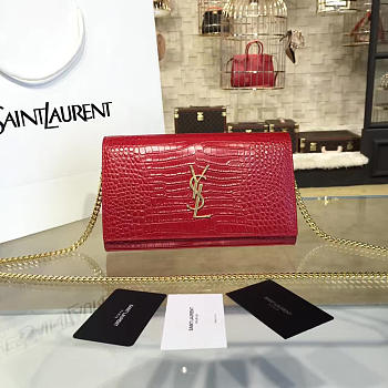 YSL MONOGRAM KATE CROCODILE EMBOSSED SHINY RED 4763 24cm 