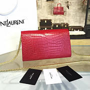 YSL MONOGRAM KATE CROCODILE EMBOSSED SHINY RED 4763 24cm  - 4