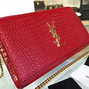 YSL MONOGRAM KATE CROCODILE EMBOSSED SHINY RED 4763 24cm  - 2