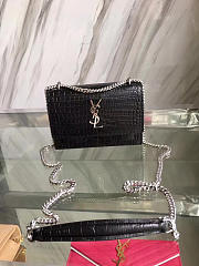 YSL SUNSET Chain Wallet Crocodile Embossed Shiny 4843 17cm  - 3