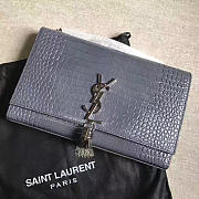 YSL MONOGRAM KATE Tassel Crocodile Leather Blue Gray 4952 24cm  - 6